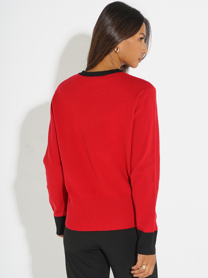 Kate & Pippa Aspen Bow Knit In Red-Nicola Ross