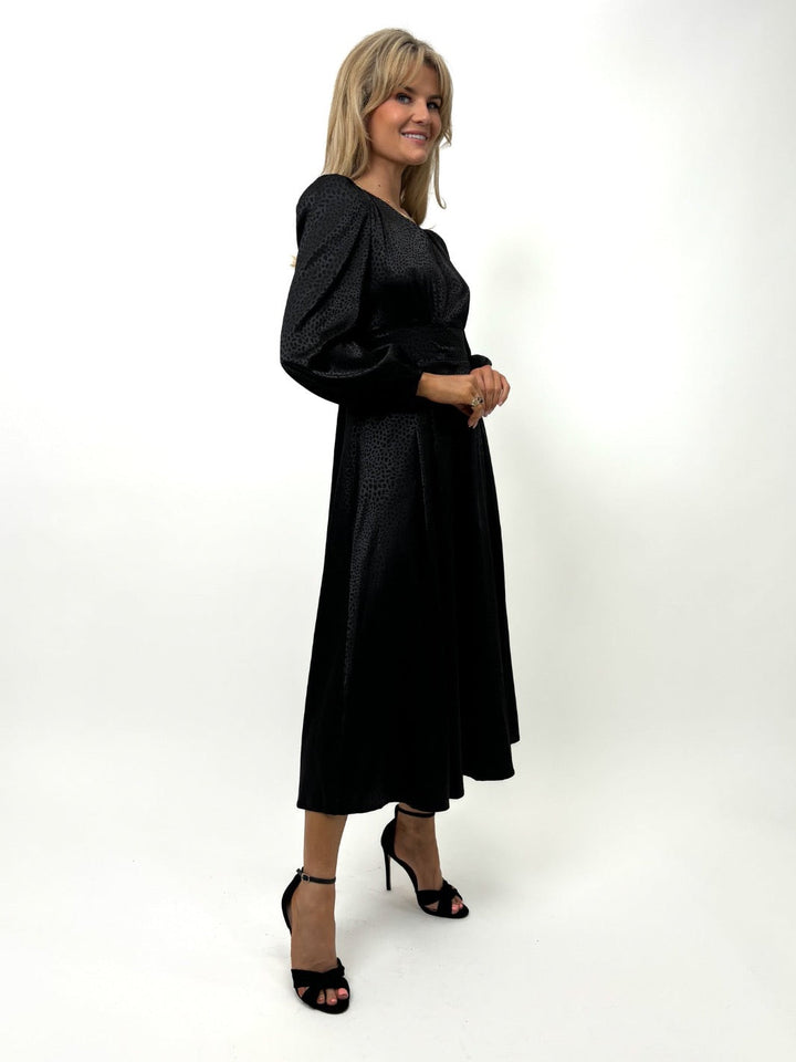 Kate & Pippa Audrey Midi Dress In Black Print-Nicola Ross