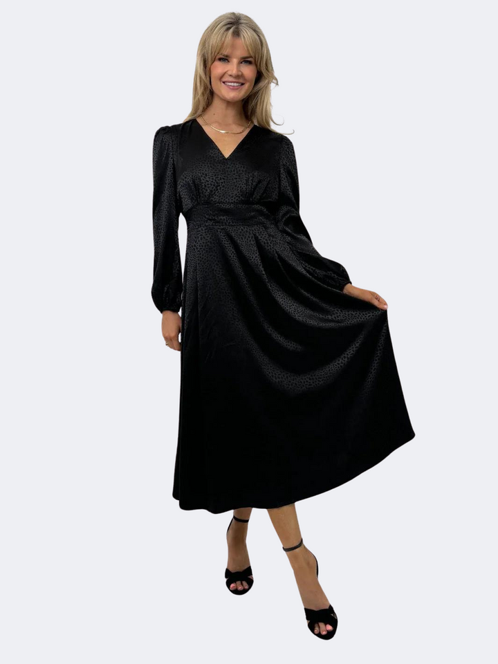 Kate & Pippa Audrey Midi Dress In Black Print-Nicola Ross