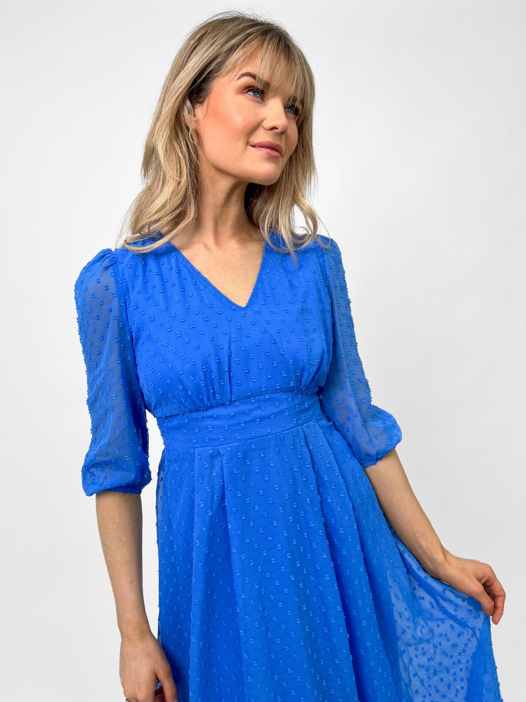 Kate & Pippa Audrey Midi Dress In Blue-Nicola Ross