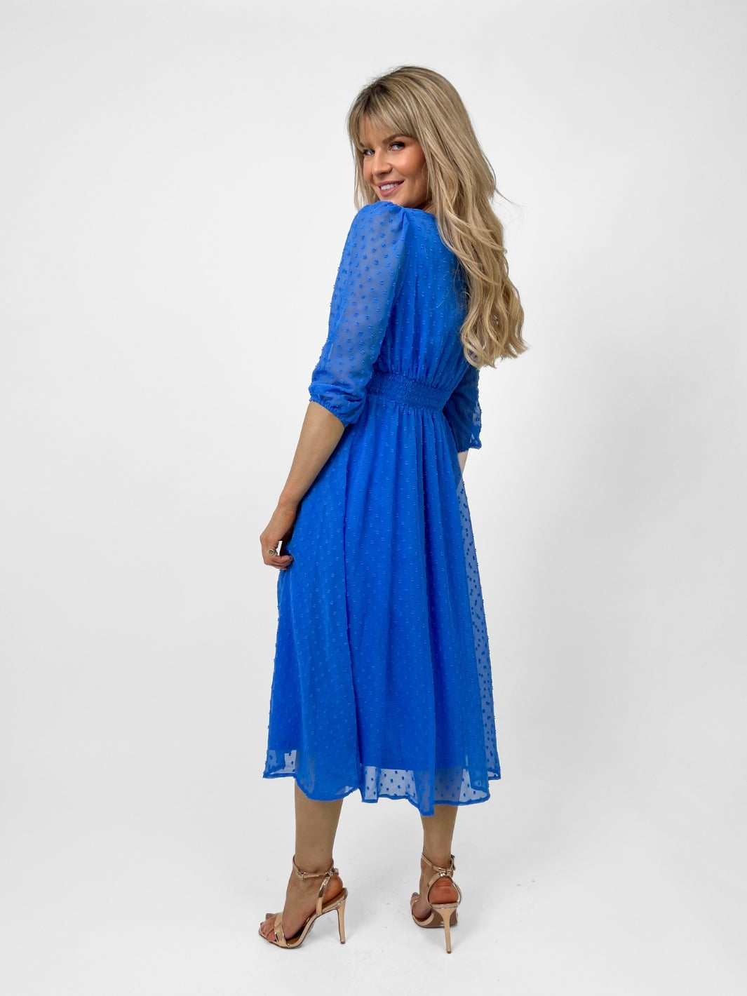 Kate & Pippa Audrey Midi Dress In Blue-Nicola Ross