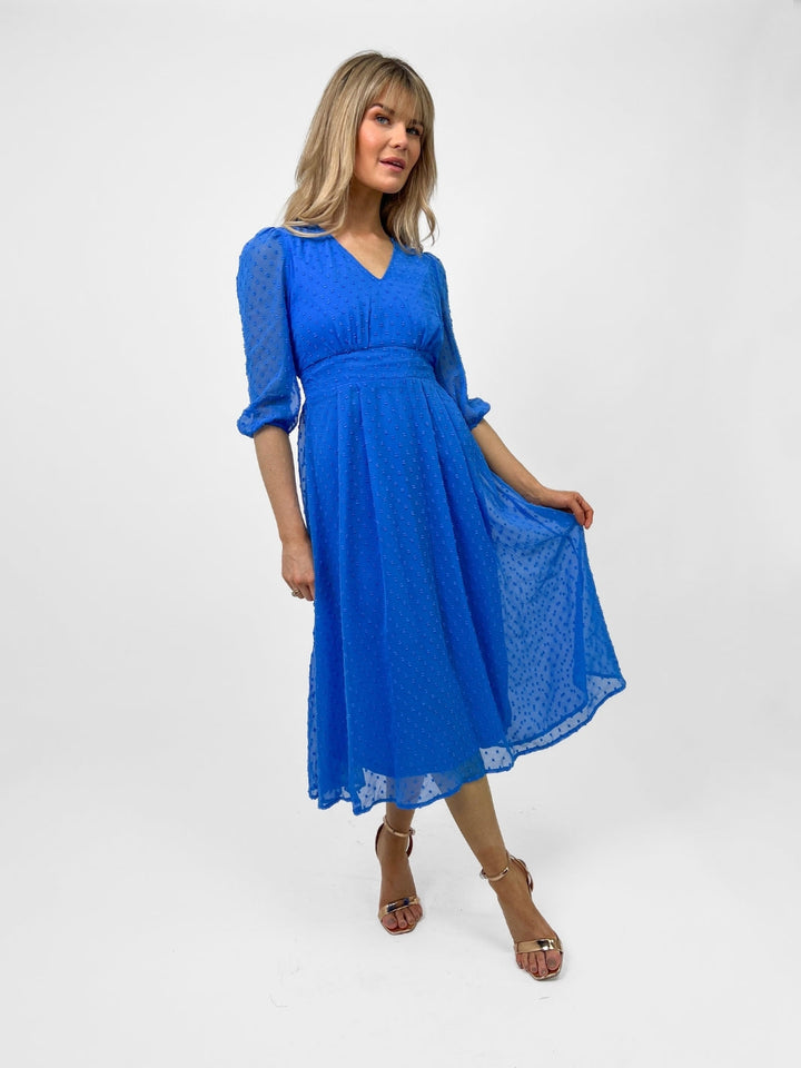 Kate & Pippa Audrey Midi Dress In Blue-Nicola Ross