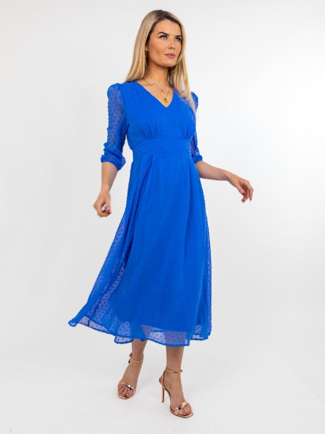 Kate & Pippa Audrey Midi Dress In Blue-Nicola Ross