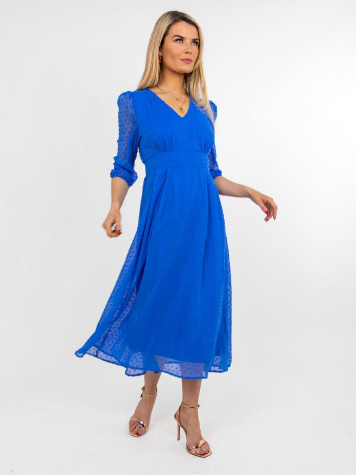 Kate & Pippa Audrey Midi Dress In Blue-Nicola Ross