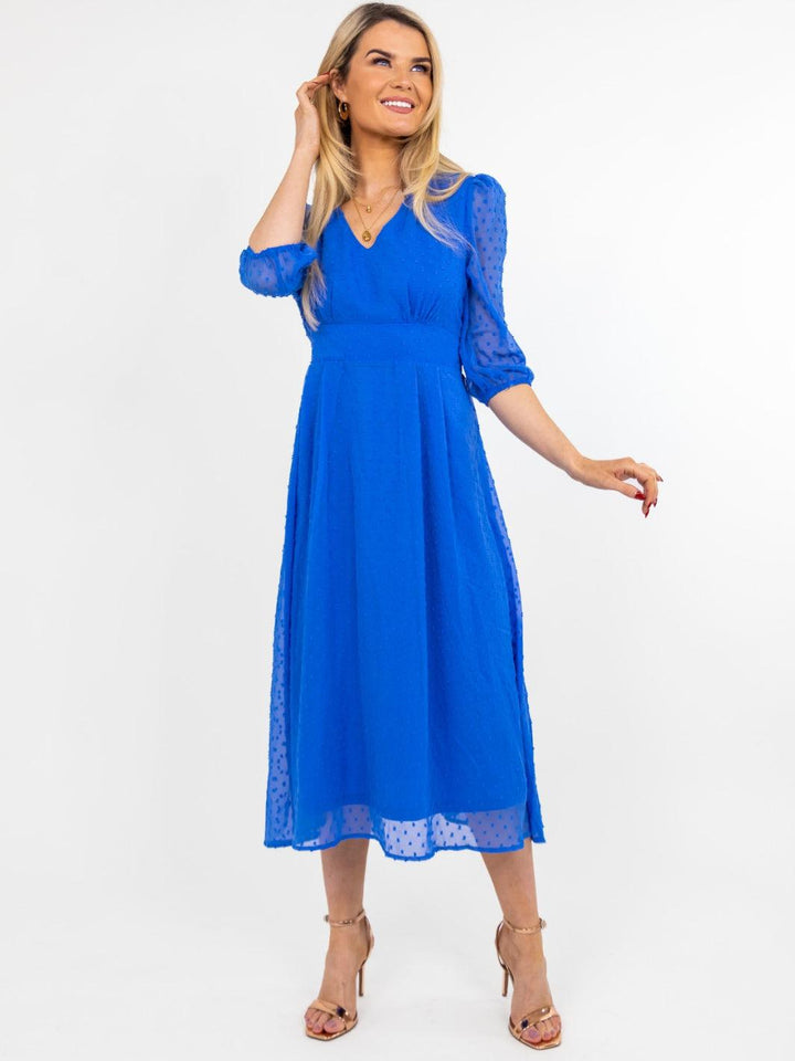 Kate & Pippa Audrey Midi Dress In Blue-Nicola Ross