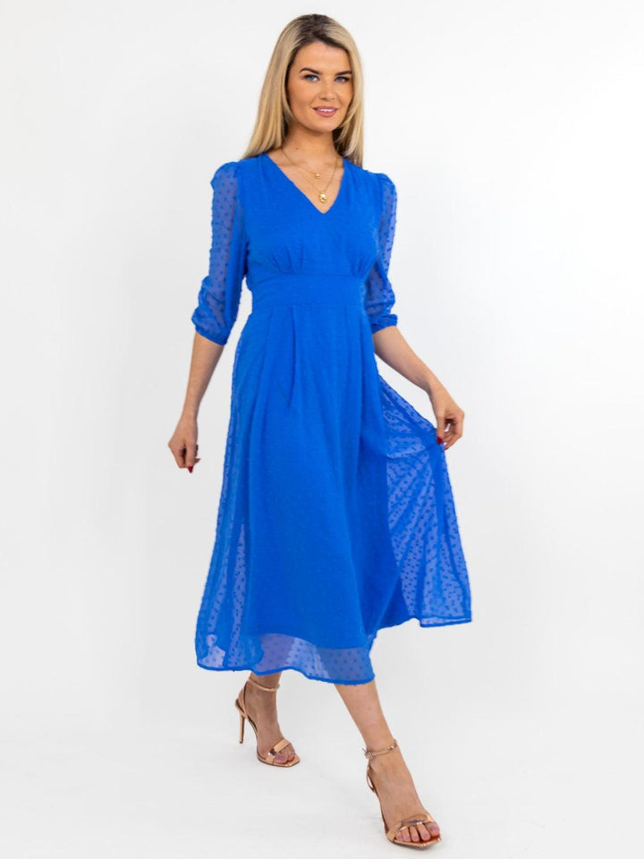 Kate & Pippa Audrey Midi Dress In Blue-Nicola Ross