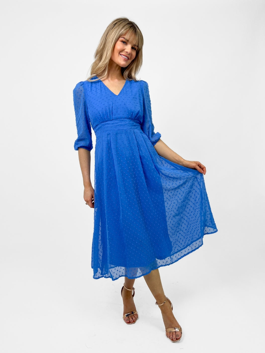 Kate & Pippa Audrey Midi Dress In Blue-Nicola Ross