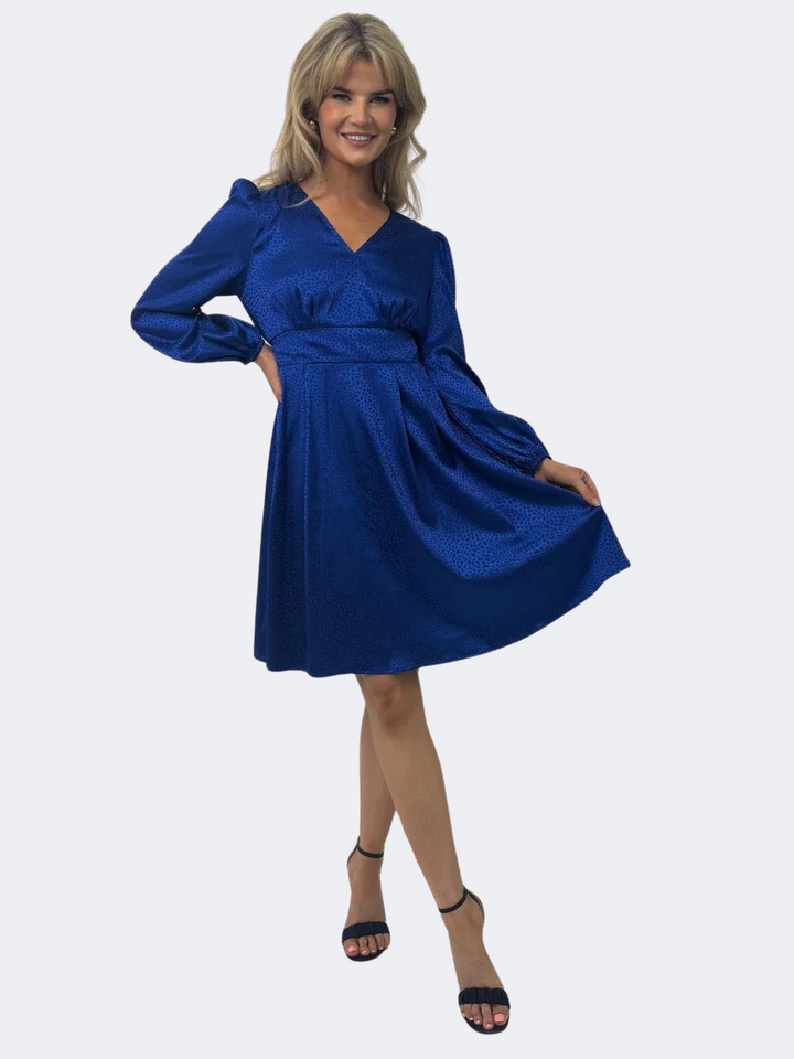 Kate & Pippa Audrey Mini Dress In Blue Print-Nicola Ross