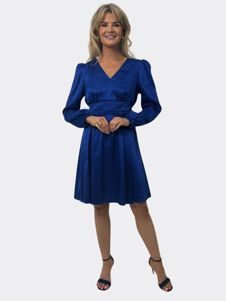 Kate & Pippa Audrey Mini Dress In Blue Print-Nicola Ross