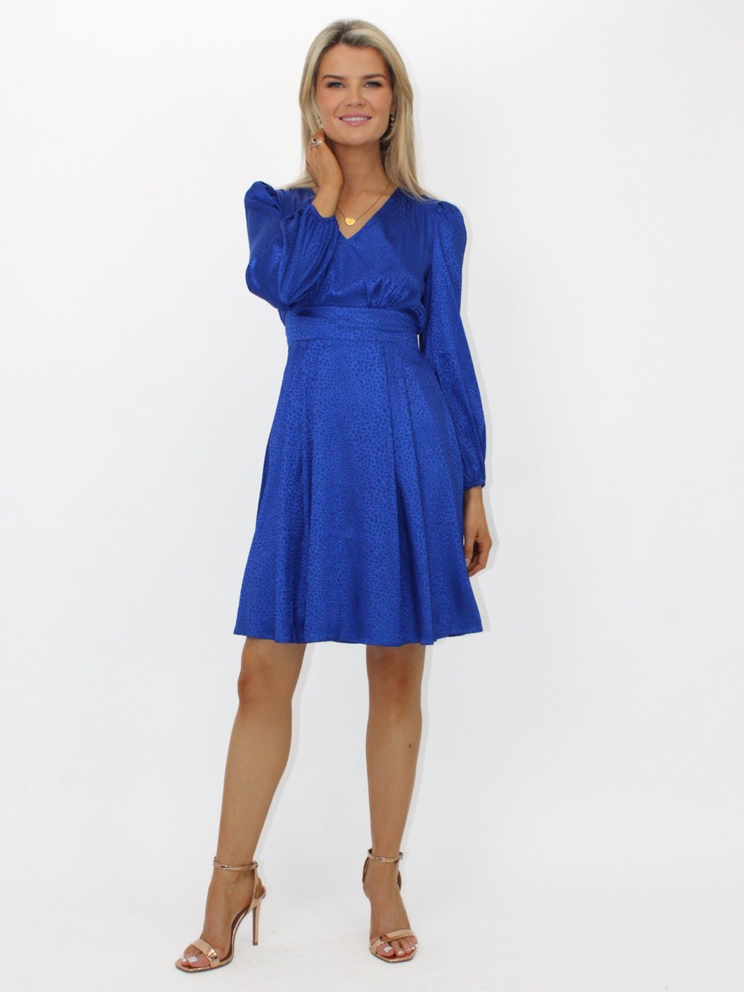 Kate & Pippa Audrey Mini Dress In Blue Print-Nicola Ross