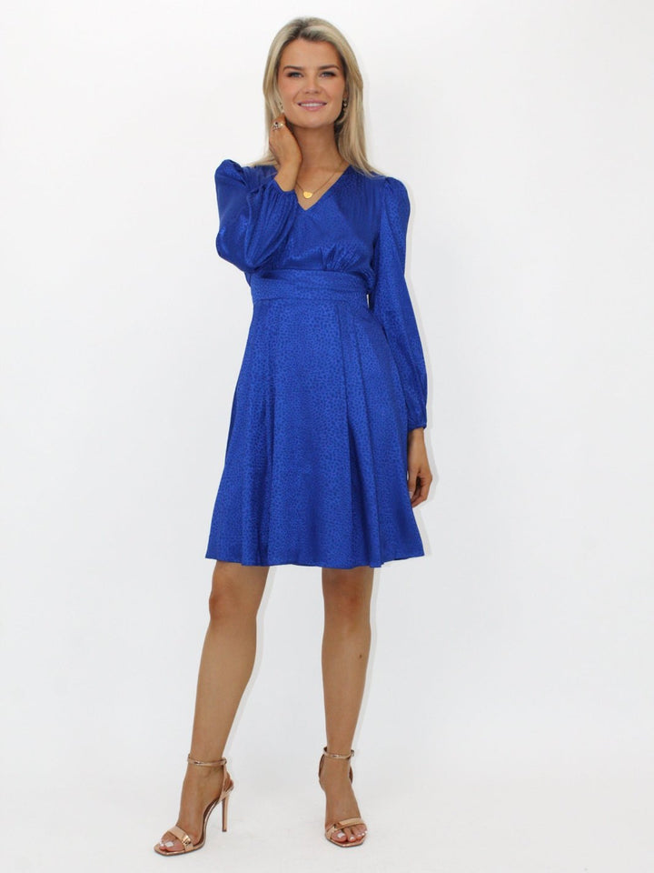Kate & Pippa Audrey Mini Dress In Blue Print-Nicola Ross