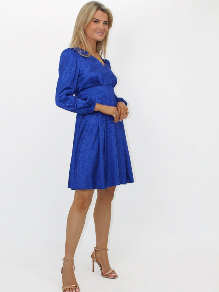Kate & Pippa Audrey Mini Dress In Blue Print-Nicola Ross