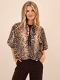 Kate & Pippa Ava Bow Top In Brown Print-Nicola Ross