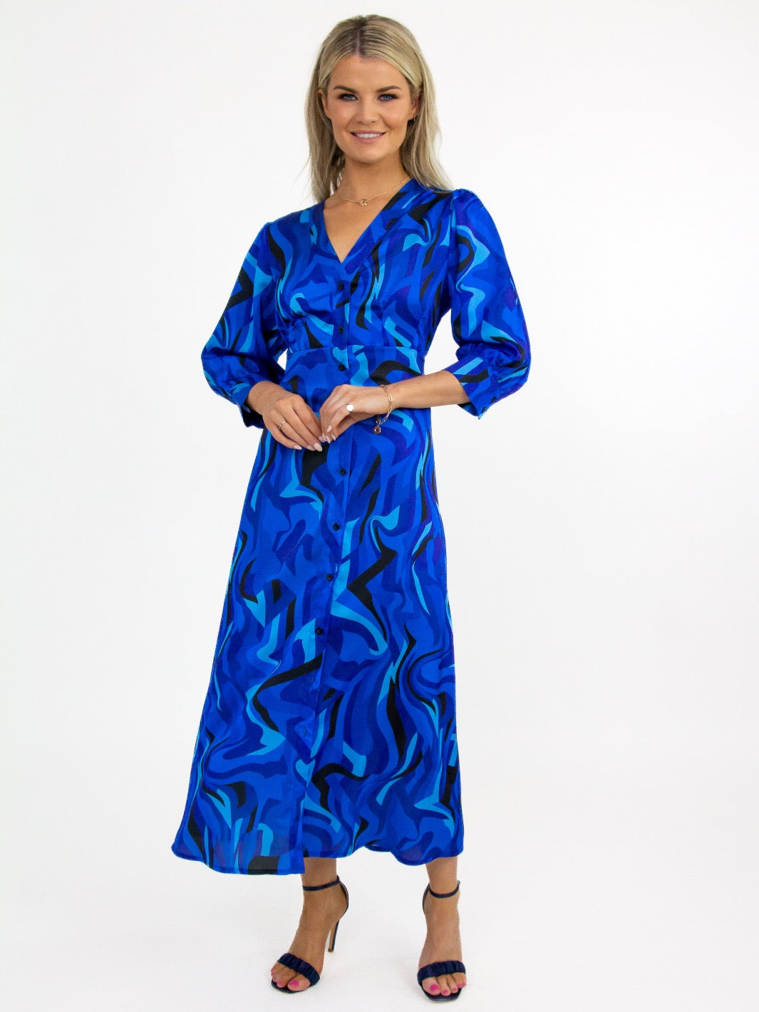 Kate & Pippa Ava Dress In Blue Print-Nicola Ross