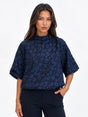Kate & Pippa Ava Jacquard Bow Top In Navy-Nicola Ross