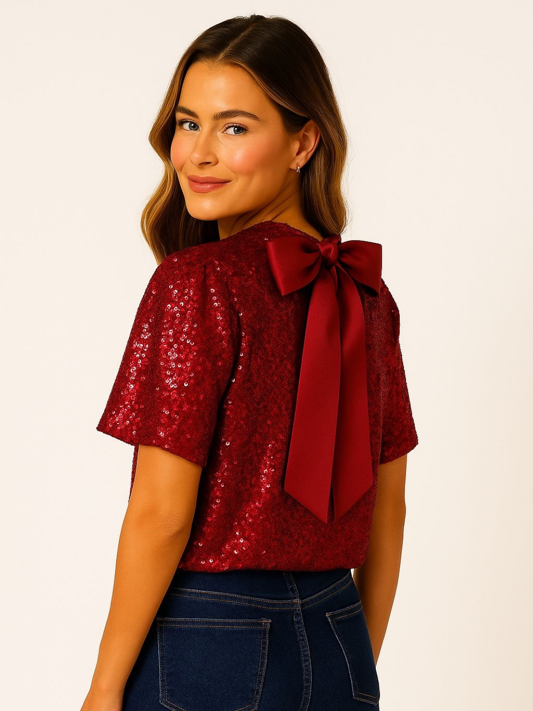 Kate & Pippa Ava Sequin Top In Burgundy-Nicola Ross