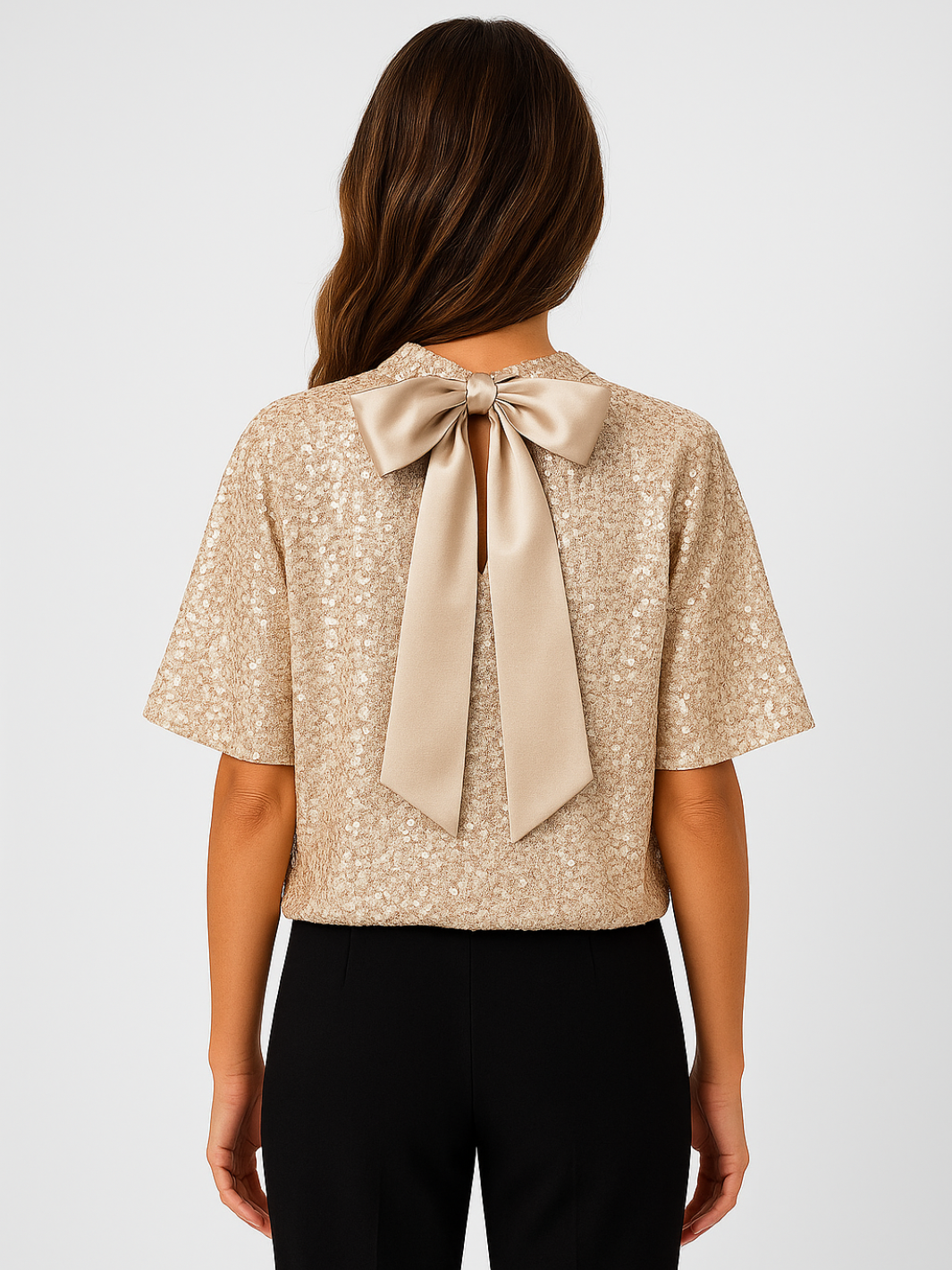 Kate & Pippa Ava Sequin Top In Champagne-Nicola Ross