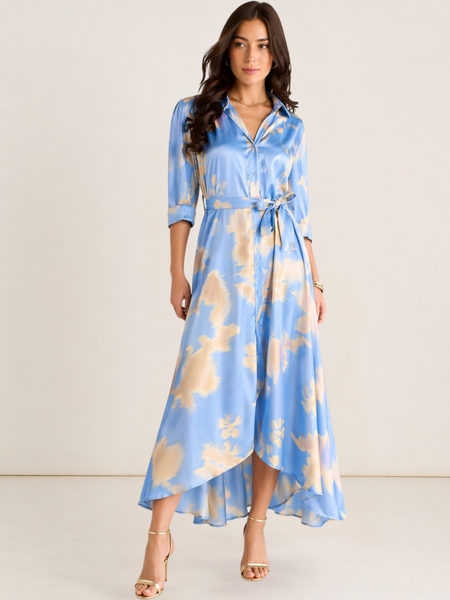 Kate & Pippa Azure Midi Dress In Blue/Lemon Print Nicola Ross Kate & Pippa Azure Midi Dress In Blue/Lemon Print Nicola Ross