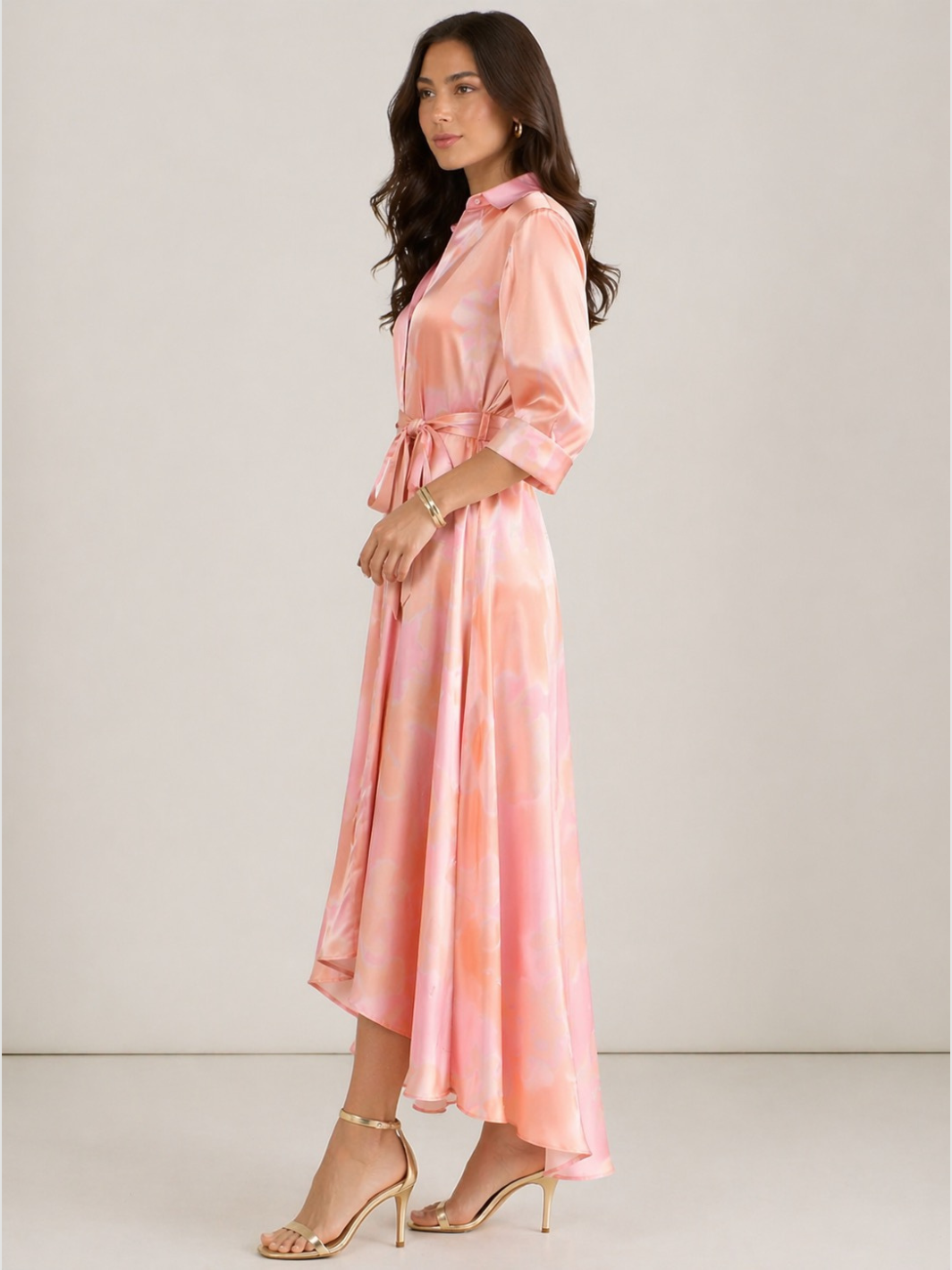 Kate & Pippa Azure Midi Dress In Blush Pink Print-Occasion Wear-Guest of the wedding-Nicola Ross