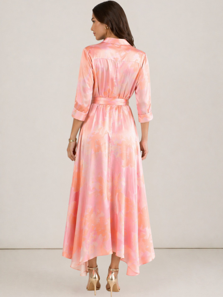 Kate & Pippa Azure Midi Dress In Blush Pink Print-Occasion Wear-Guest of the wedding-Nicola Ross