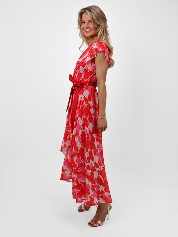 Kate & Pippa Ballerina Dress In Red/Pink Print-Nicola Ross