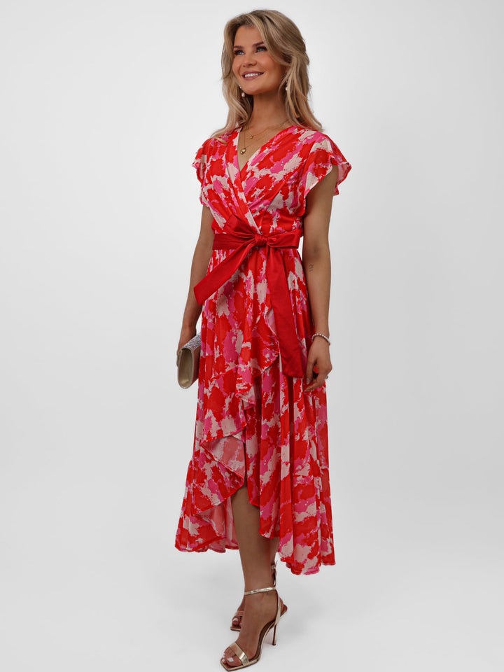 Kate & Pippa Ballerina Dress In Red/Pink Print-Nicola Ross