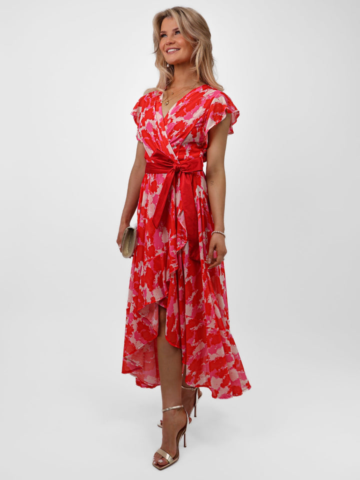 Kate & Pippa Ballerina Dress In Red/Pink Print-Nicola Ross