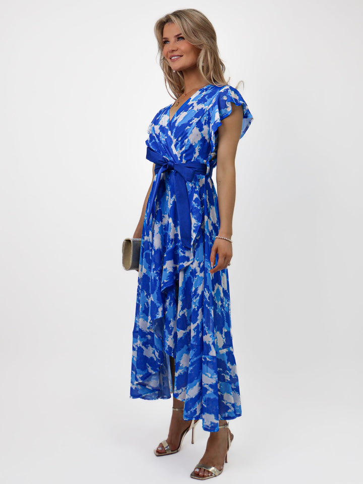 Kate & Pippa Ballerina Dress In Royal Blue Print-Nicola Ross