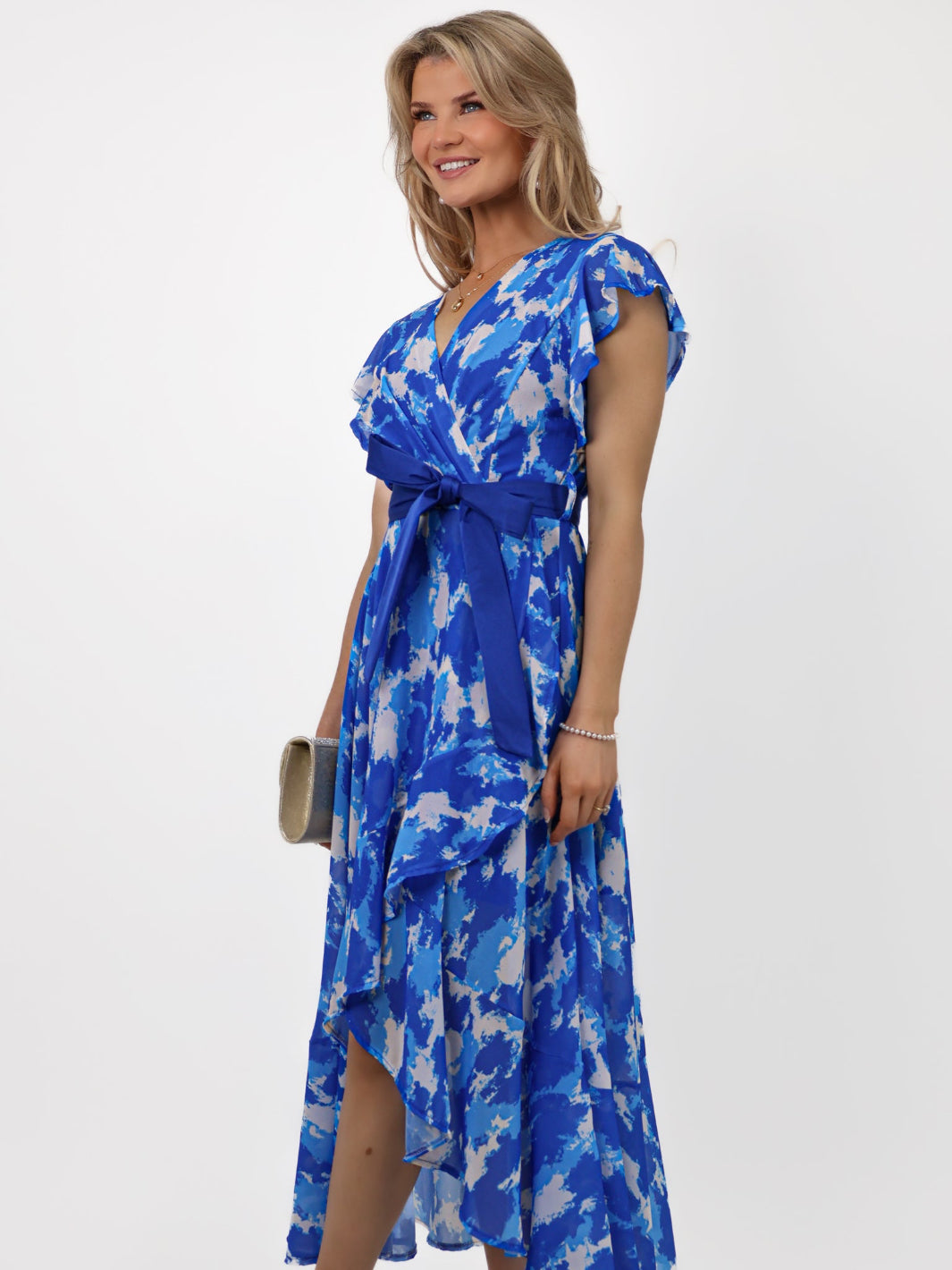 Kate & Pippa Ballerina Dress In Royal Blue Print-Nicola Ross