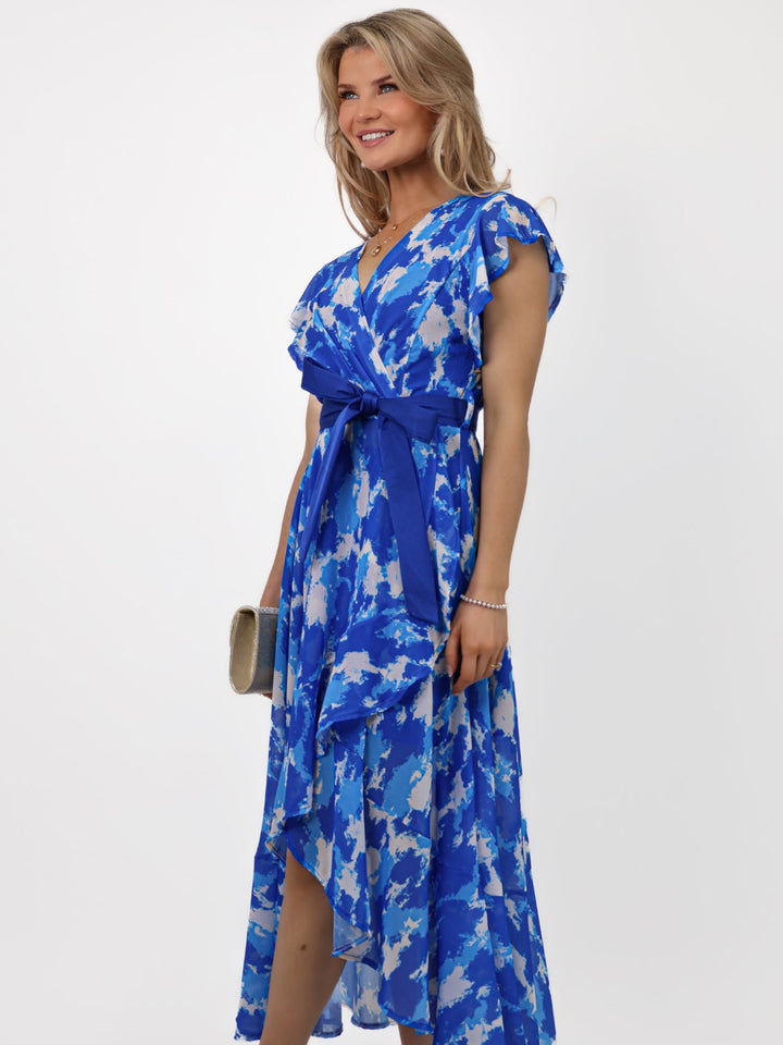 Kate & Pippa Ballerina Dress In Royal Blue Print-Nicola Ross
