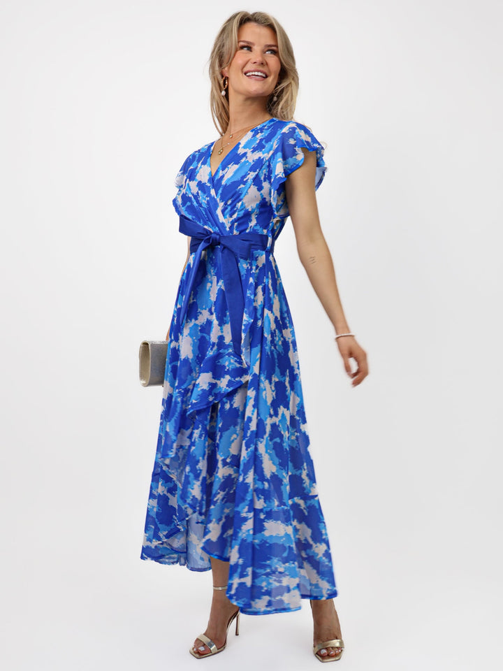 Kate & Pippa Ballerina Dress In Royal Blue Print-Nicola Ross