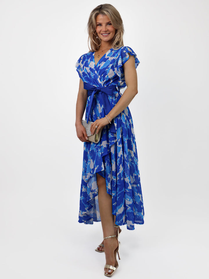 Kate & Pippa Ballerina Dress In Royal Blue Print-Nicola Ross