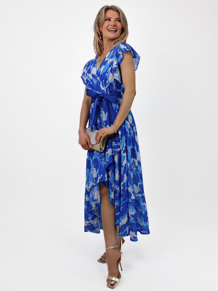 Kate & Pippa Ballerina Dress In Royal Blue Print-Nicola Ross