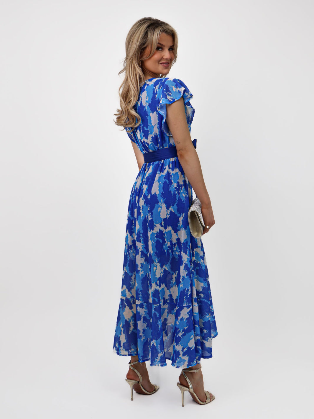 Kate & Pippa Ballerina Dress In Royal Blue Print-Nicola Ross