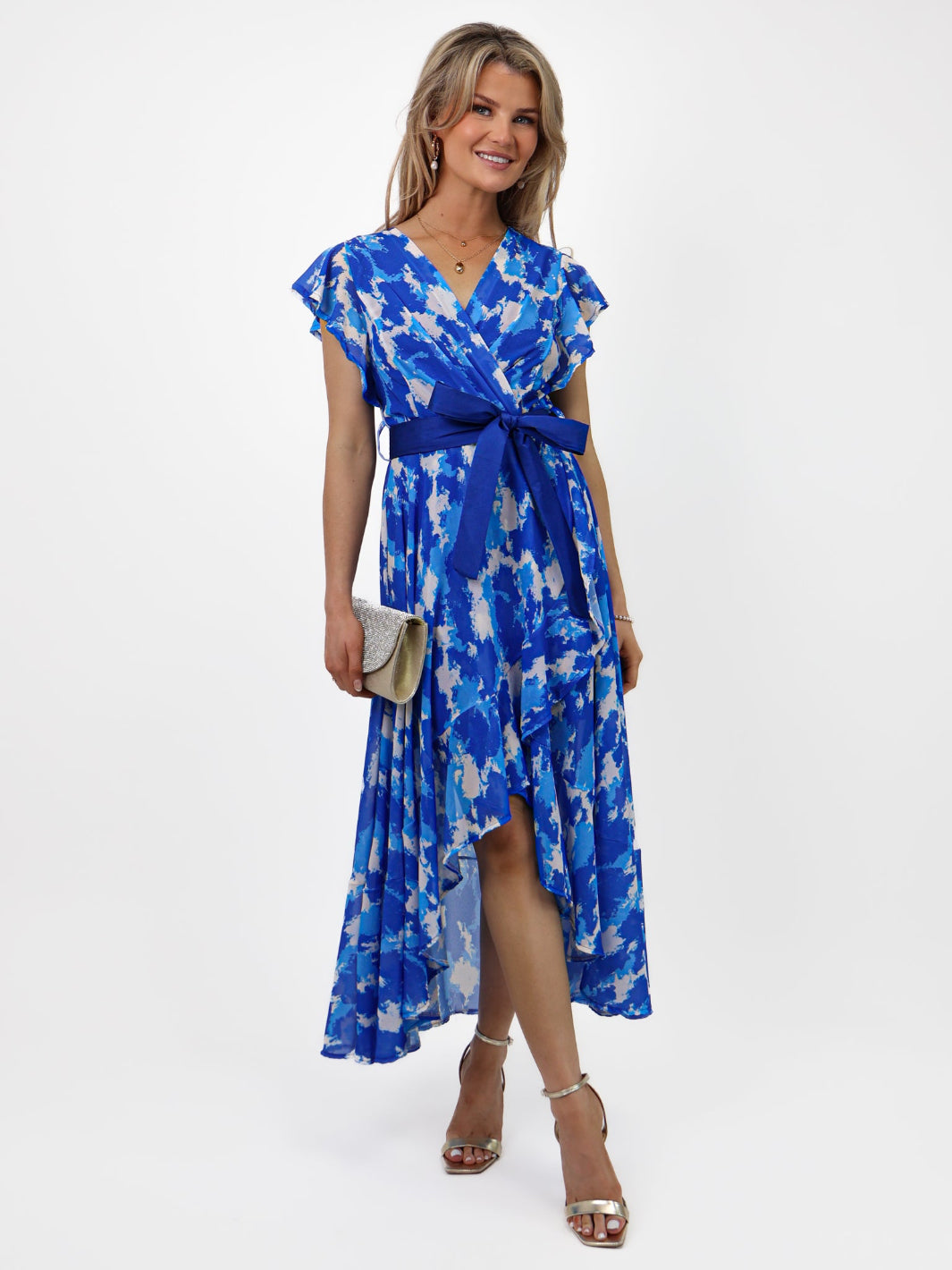 Kate & Pippa Ballerina Dress In Royal Blue Print-Nicola Ross