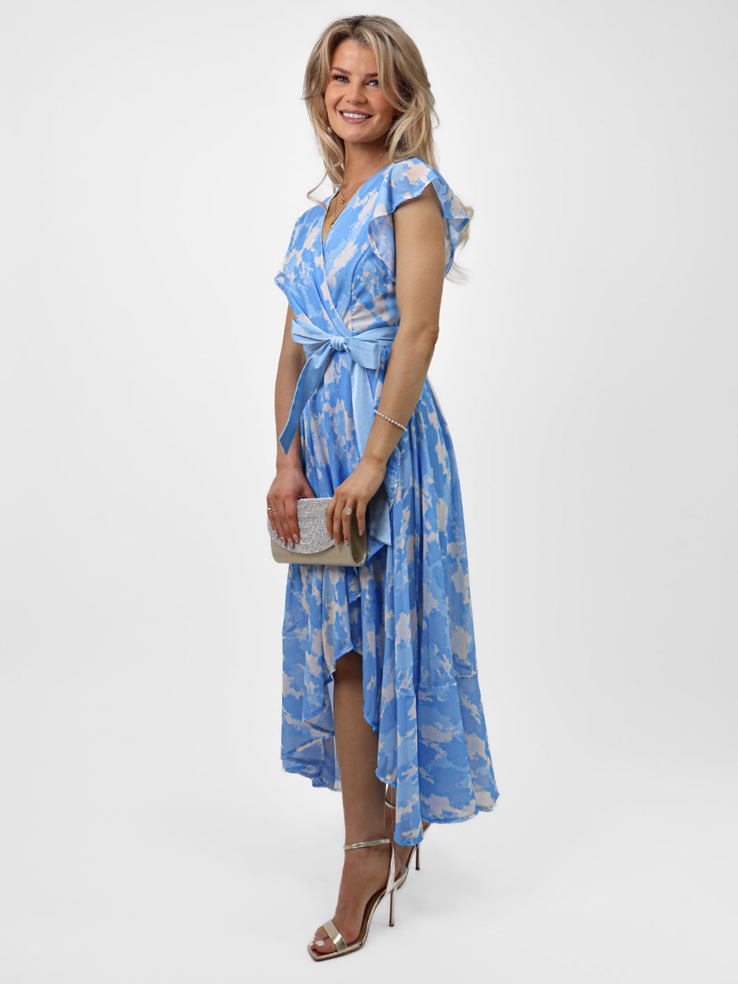 Kate & Pippa Ballerina Dress In Sky Blue Print-Nicola Ross