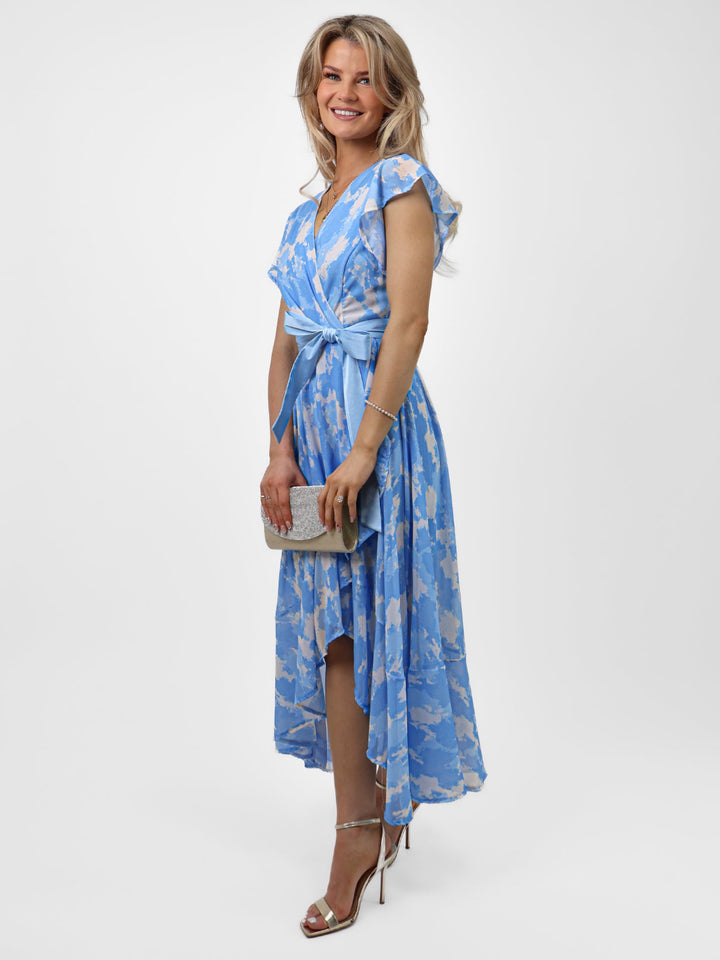 Kate & Pippa Ballerina Dress In Sky Blue Print-Nicola Ross