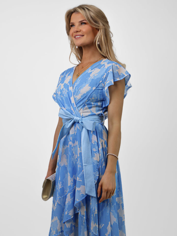 Kate & Pippa Ballerina Dress In Sky Blue Print-Nicola Ross