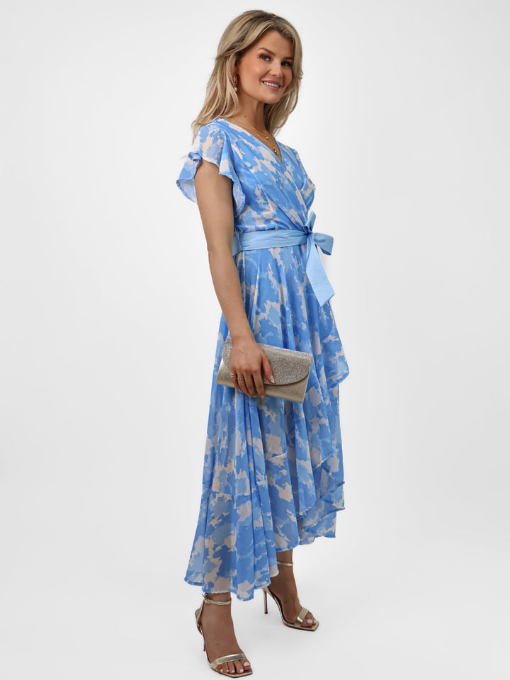 Kate & Pippa Ballerina Dress In Sky Blue Print-Nicola Ross