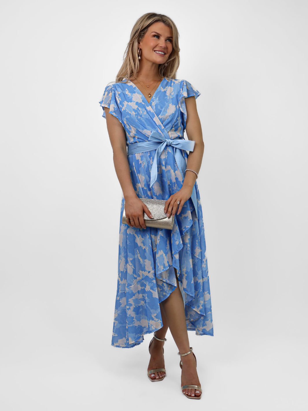 Kate & Pippa Ballerina Dress In Sky Blue Print-Nicola Ross