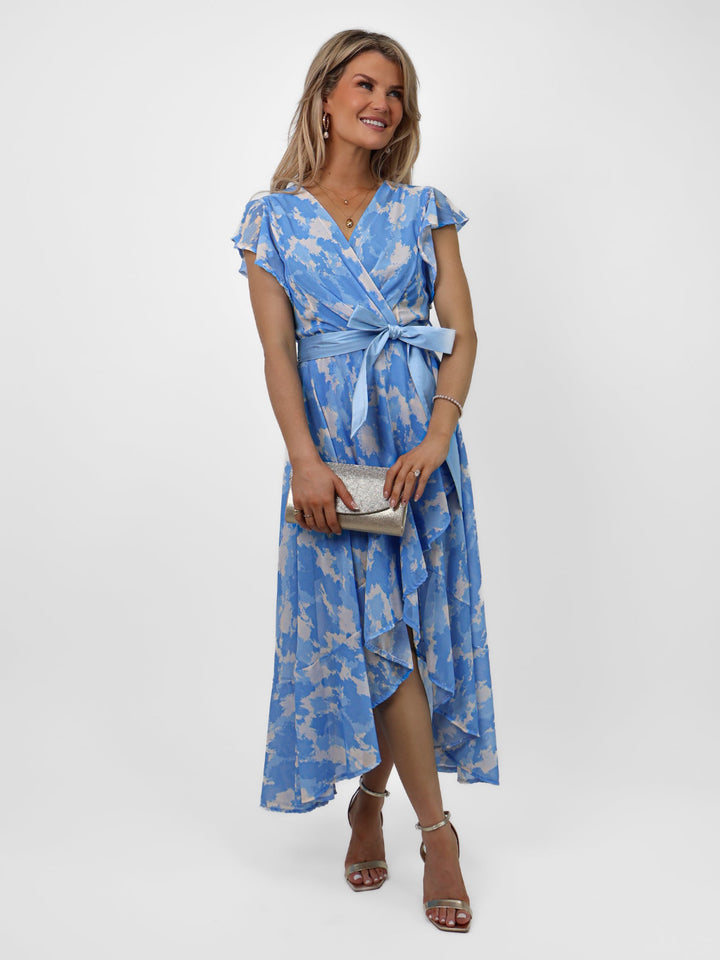 Kate & Pippa Ballerina Dress In Sky Blue Print-Nicola Ross