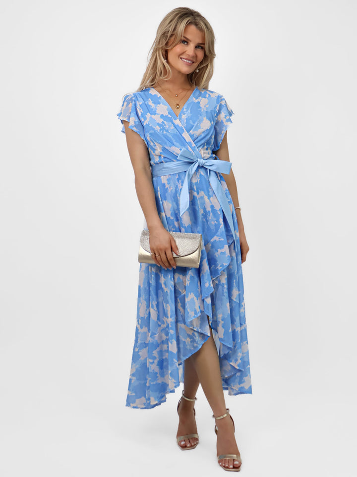 Kate & Pippa Ballerina Dress In Sky Blue Print-Nicola Ross