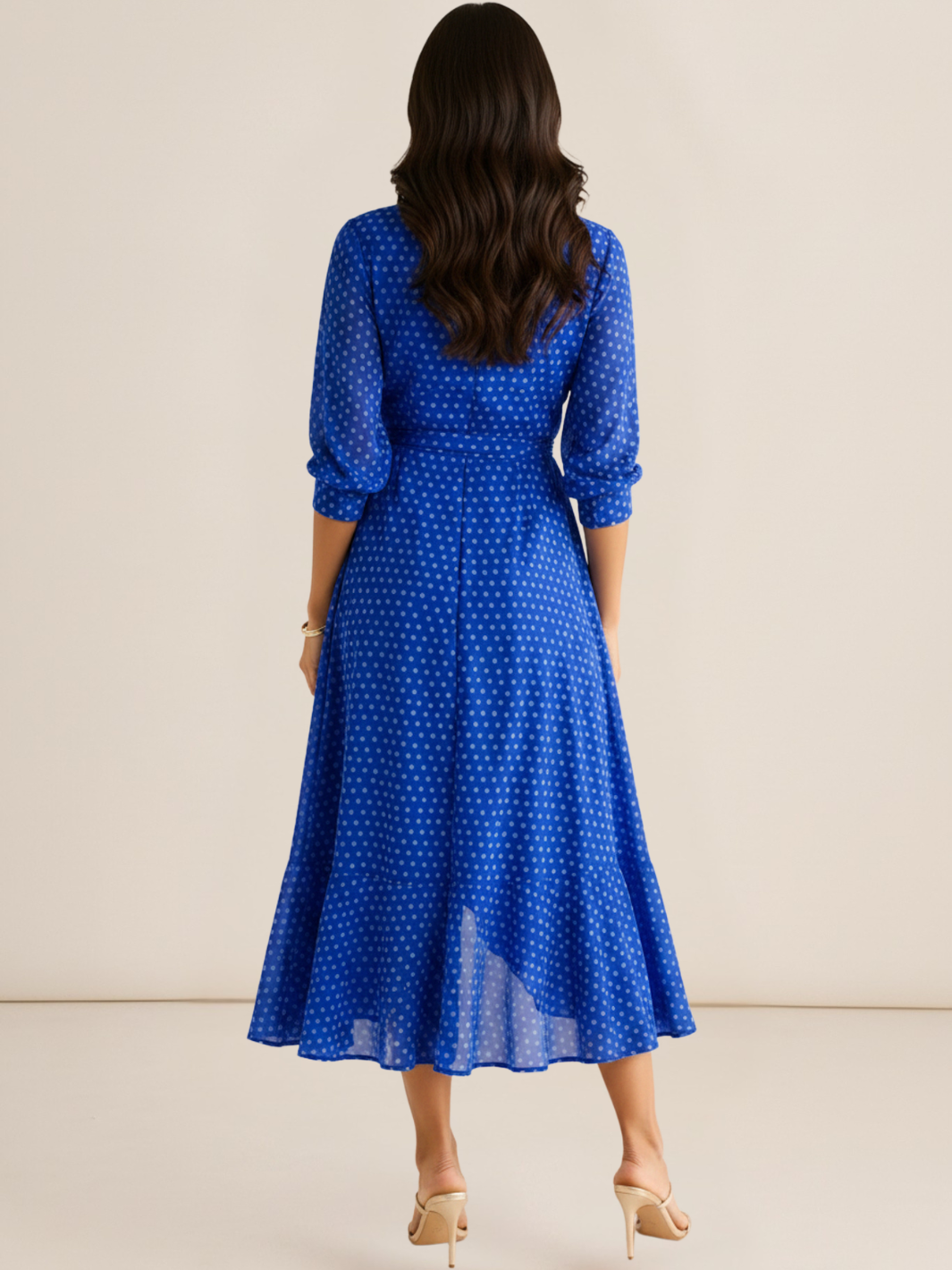 Kate & Pippa Ballerina Midi Dress In Blue Print-Occasion Wear-Guest of the wedding-Nicola Ross