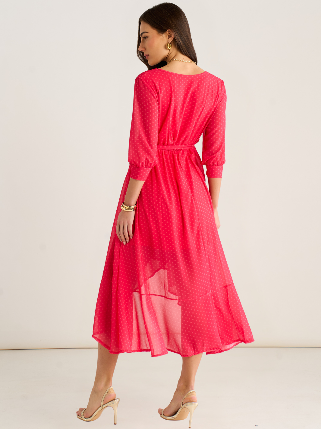 Kate & Pippa Ballerina Midi Dress In Coral Print-Occasion Wear-Guest of the wedding-Nicola Ross