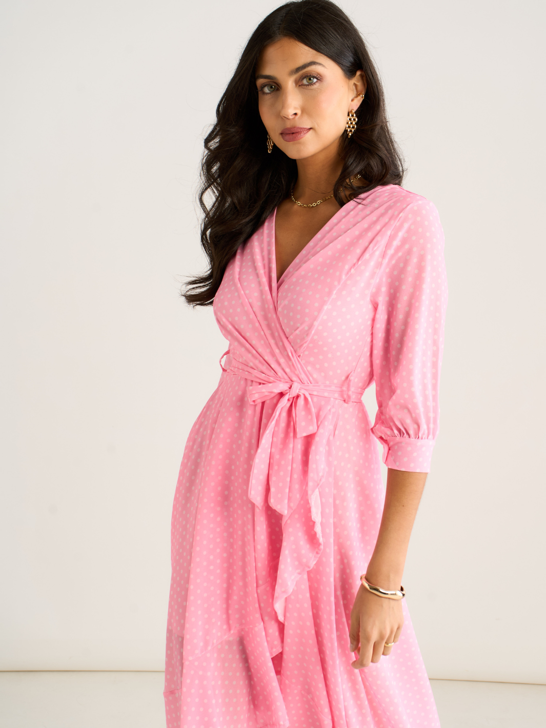 Kate & Pippa Ballerina Midi Dress In Light Pink Print-Occasion Wear-Guest of the wedding-Nicola Ross
