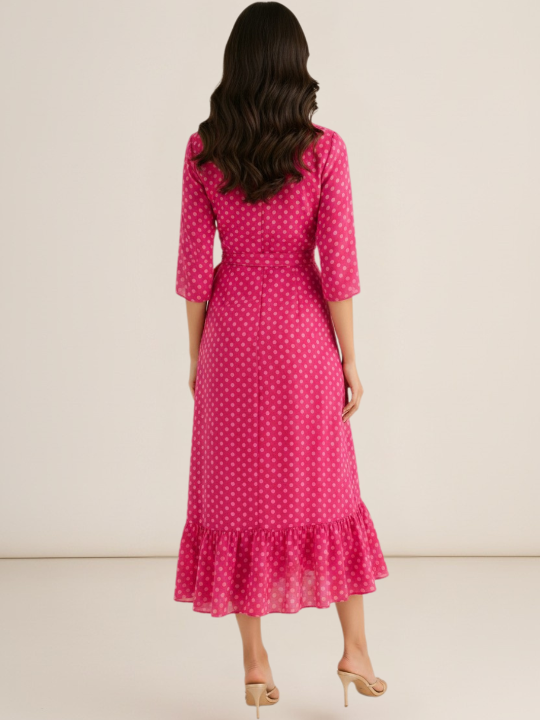 ballerina pink midi dress Kate & Pippa Ballerina Midi Dress In Pink Spot Print – Nicola Ross