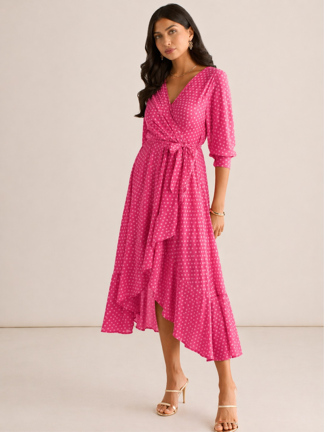Kate & Pippa Ballerina Midi Dress In Pink Print-Occasion Wear-Guest of the wedding-Nicola Ross