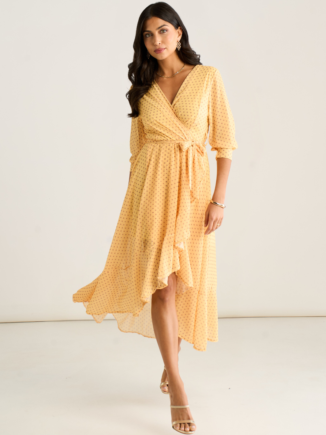 Kate & Pippa Ballerina Midi Dress In Yellow Print-Occasion Wear-Guest of the wedding-Nicola Ross