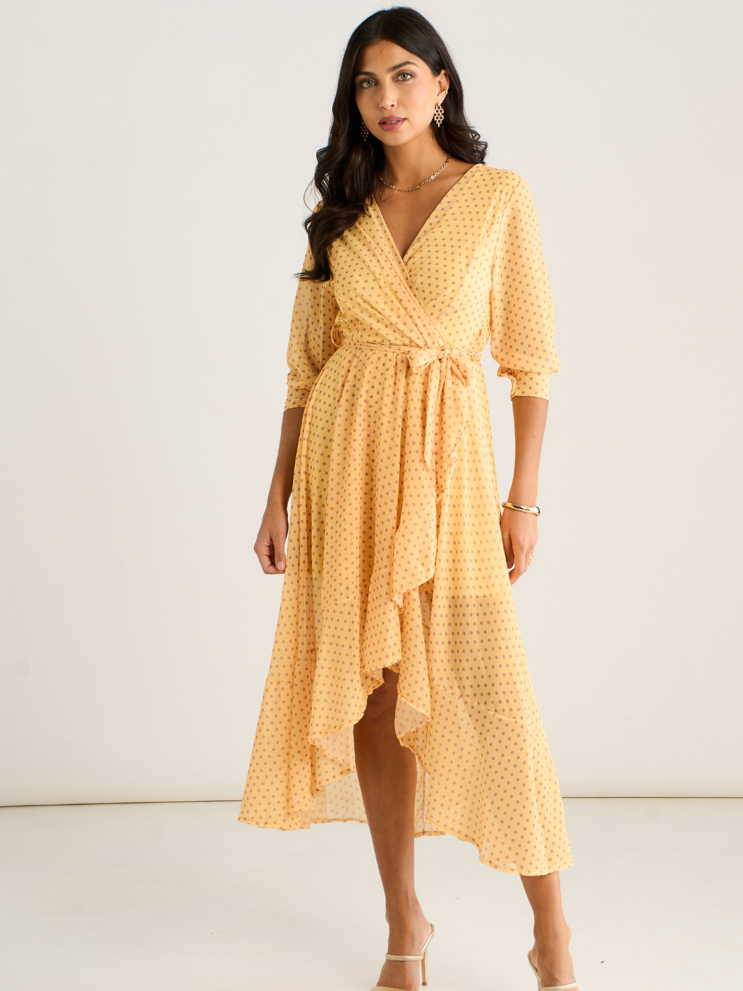 Kate & Pippa Ballerina Midi Dress In Yellow Print-Occasion Wear-Guest of the wedding-Nicola Ross