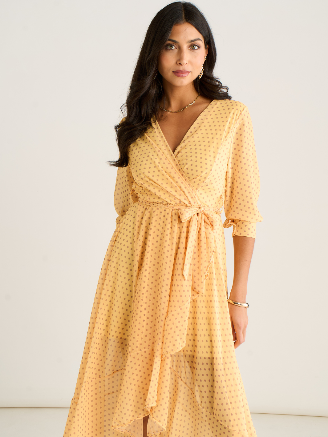 Kate & Pippa Ballerina Midi Dress In Yellow Print-Occasion Wear-Guest of the wedding-Nicola Ross